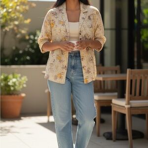 Prana size large nwt Floral Button-Up Blouse